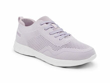 Suecos latt sneaker schoen lila met witte zool front aanzicht